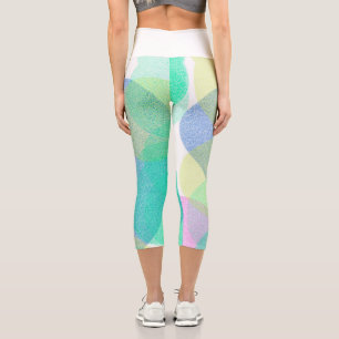 Pastell Pale Turquoise Abstrakt Art Circles Capri Leggings