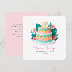 Pastell-Papier-Schnitt-Torte 15. Geburtstag Karte