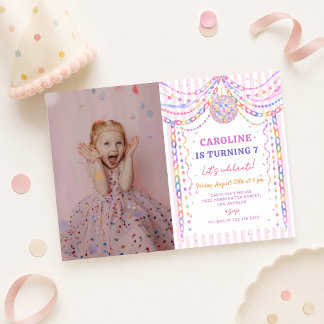 Pastell-Papierketten-Disco-Girlande Geburtstag Einladung