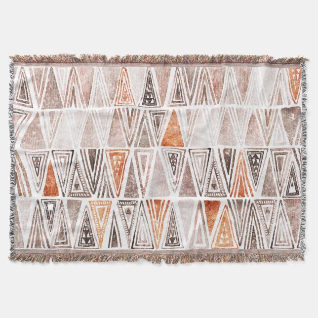 Pastell Pastell Terracotta Tribal Dreiecke Decke (Vorderseite)