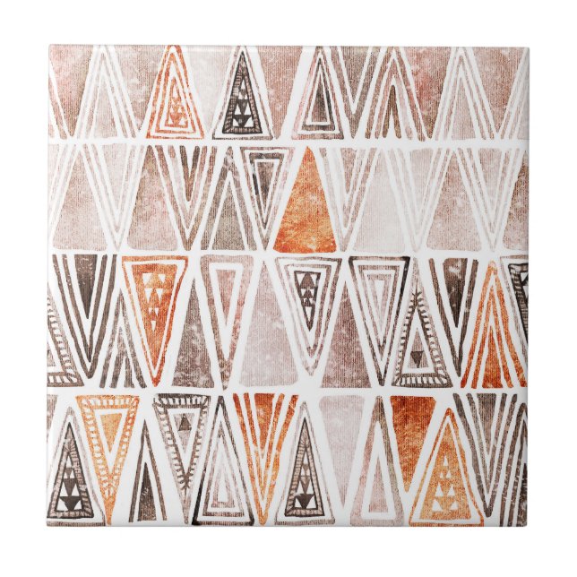 Pastell Pastell Terracotta Tribal Dreiecke Fliese (Vorderseite)