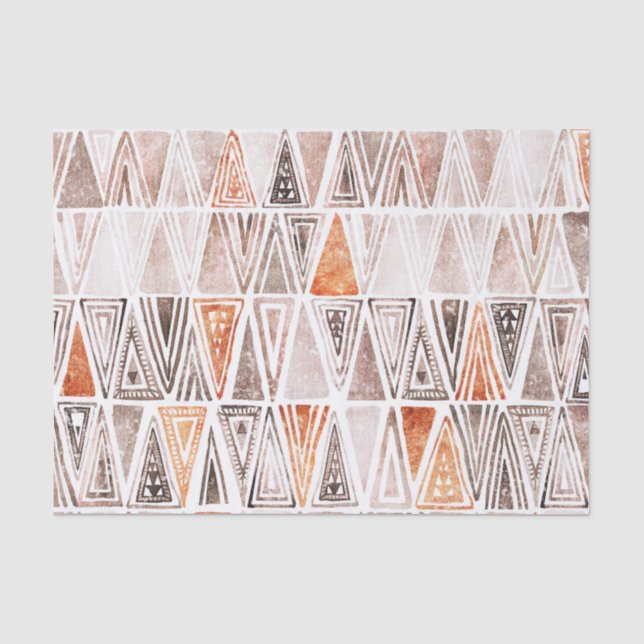 Pastell Pastell Terracotta Tribal Dreiecke Seidenpapier (Vorderseite)