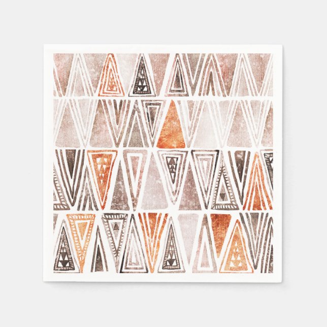 Pastell Pastell Terracotta Tribal Dreiecke Serviette (Vorderseite)