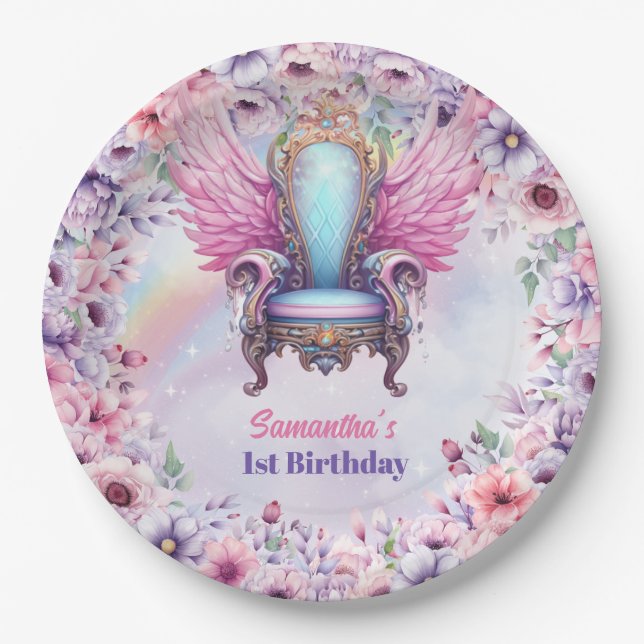 Pastell Pastell Unicorn und Märchenchefin Pappteller (Vorderseite)