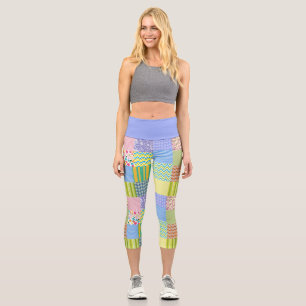 Pastell-Patchwork Capri Leggings