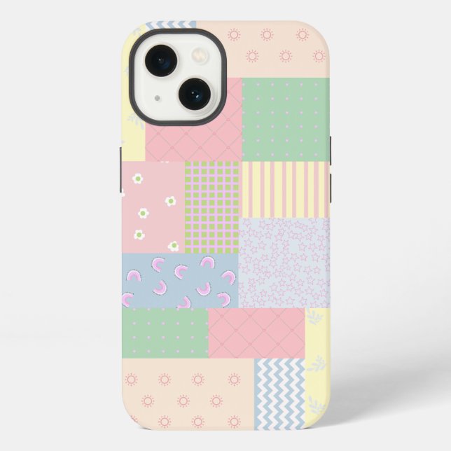 Pastell-Patchwork iPhone Hülle (Rückseite)