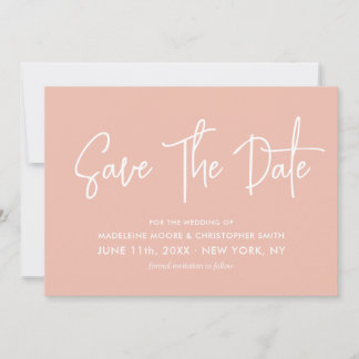 Pastell Peach Moderne Kalligrafie Scan QR Code Save The Date