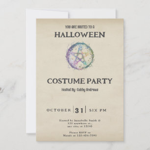 Pastell-Pentagramm Vintage-Halloween Einladung