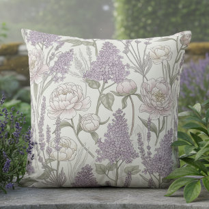 Pastell-Pfingstrose Lavendel Flieder Kissen