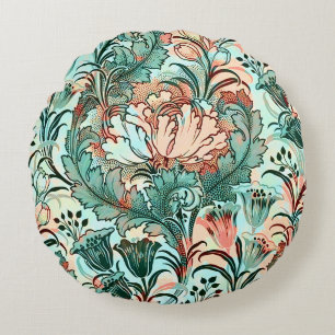 Pastell-Pfingstrosen-Tulpen-Krokus-William-Morris- Rundes Kissen