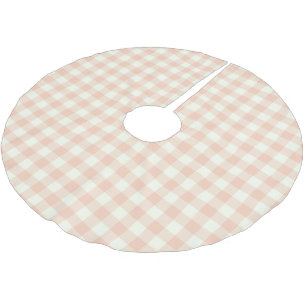 Pastell-Pfirsich-Gingham-Buffalo-Karo-Plaid-Muster Polyester Weihnachtsbaumdecke