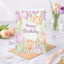 Pastell Pfirsich Lila Tulpen Frühlingsflorales Geb