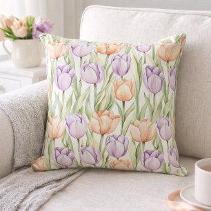 Pastell Pfirsich Lila Tulpen Ostern Frühling Blume Kissen