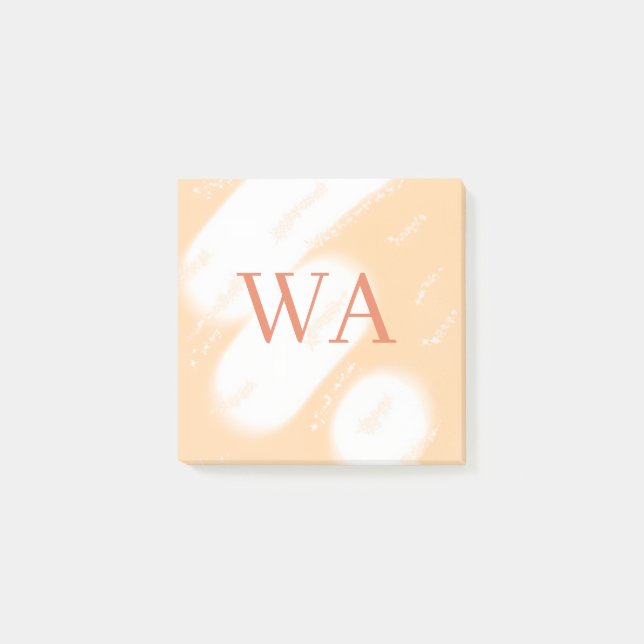 Pastell-Pfirsich-Orange-Weiß-Monogramm Retro-Bold- Post-it Klebezettel (Vorderseite)