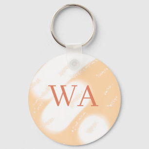 Pastell-Pfirsich-Orange-Weiß-Monogramm Retro-Bold- Schlüsselanhänger