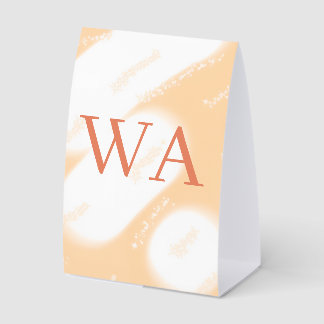 Pastell-Pfirsich-Orange-Weiß-Monogramm Retro-Bold- Tischaufsteller