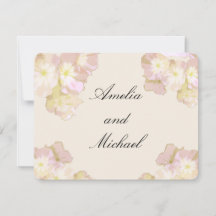 Pastell-Pfirsich- und Creme-Blumen-Hochzeitseinlad