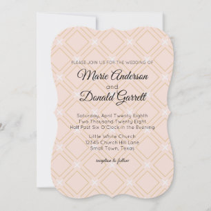 Pastell-Pfirsich und Gold geometrische Hochzeitsei Einladung