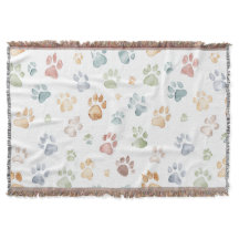 Pastell-Pfotenabdruck-Wurfdecke Cozy Bloom