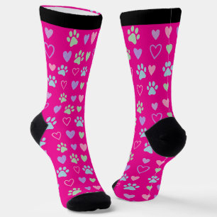 Pastell-Pfotenabdrücke & Herz-Socken Socken