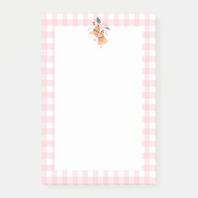 Pastell Pink Bauernhof Karierter Karo Weihnachtsbr Post-it Klebezettel (Vorderseite)