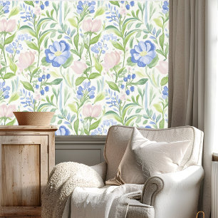 Pastell-Pink-Blau-Blumenmuster Tapete