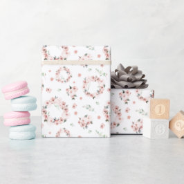 Pastell Pink Blumenreath Geschenkpapier