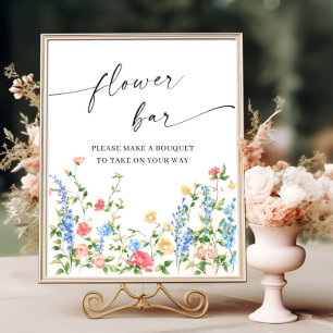 Pastell Pink Bohemische Wildblumen Blume Bar Poster