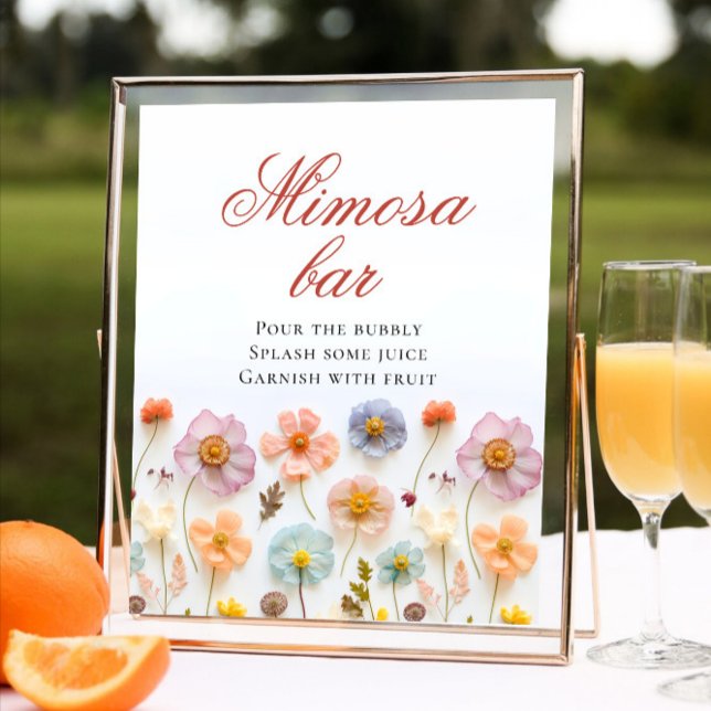 Pastell Pink Bohemische Wildblumen Mimosa Bar Poster (Von Creator hochgeladen)