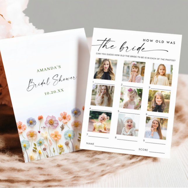 Pastell Pink Boho Wildblumen Bridal Game Card Einladung (Von Creator hochgeladen)