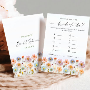 Pastell Pink Boho Wildblumen Bridal Game Card Einladung
