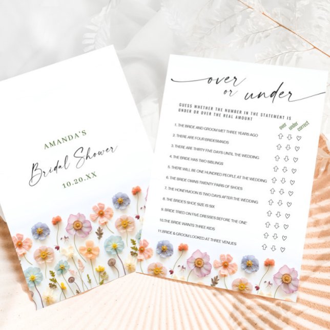Pastell Pink Boho Wildblumen Bridal Game Card Einladung (Von Creator hochgeladen)