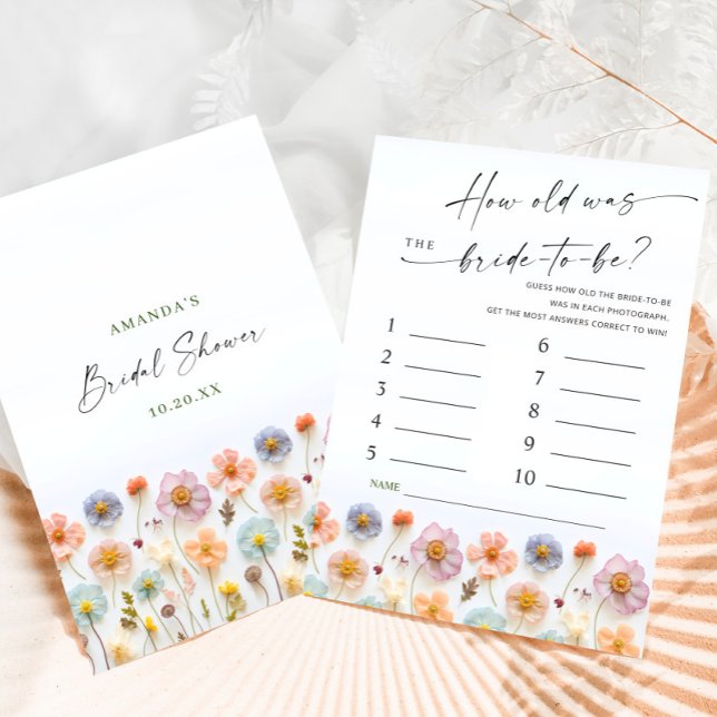 Pastell Pink Boho Wildblumen Bridal Game Card Einladung (Von Creator hochgeladen)