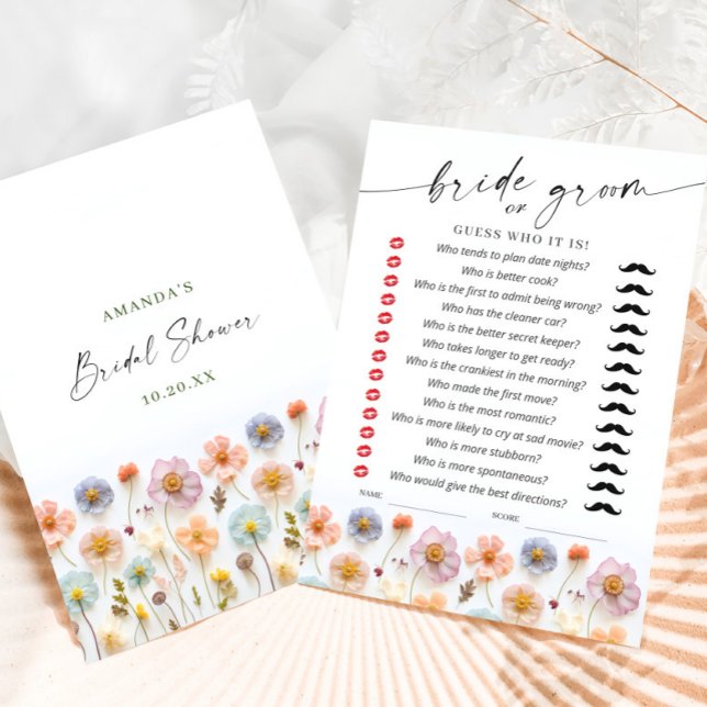 Pastell Pink Boho Wildblumen Bridal Game Card Einladung (Von Creator hochgeladen)