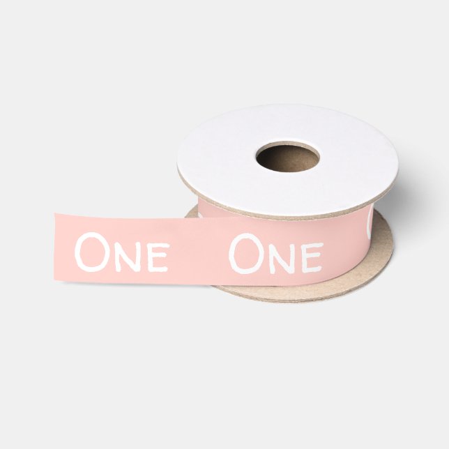 Pastell Pink Erster Geburtstag Satin Ribbon Satinband (Spule)