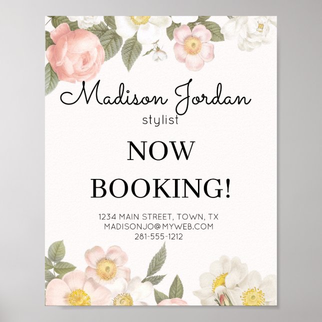 Pastell Pink Floral Business Poster (Vorne)