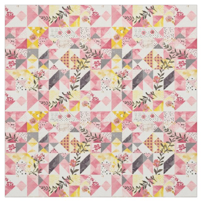 Pastell-Pink-Gelbe Patchwork-Vintage-Decke Stoff (Muster)
