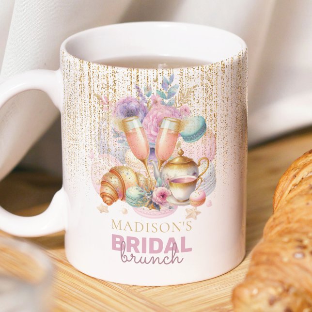 Pastell Pink Gold Glitzer Bridal Brunch Foto Kaffeetasse (Von Creator hochgeladen)