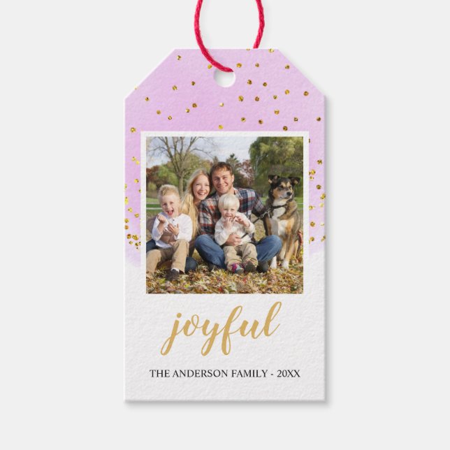 Pastell Pink Gold Glitzer Weihnachten Geschenkanhänger (Vorderseite)