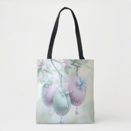 PASTELL PINK & GRÜNE OSTEREIER & BLUMEN TASCHE