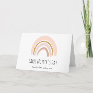 Pastell Pink & Imitate Glitzer Boho Rainbow Karte