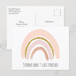 Pastell Pink & Imitate Glitzer Boho Rainbow Wohlfü Postkarte