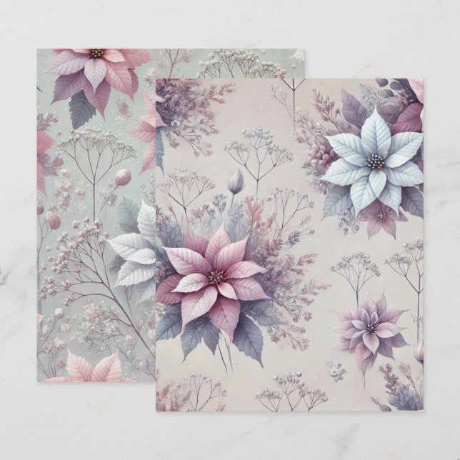 Pastell Pink & Lavender Poinsettia Scrapbook (Vorne/Hinten)