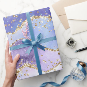 Pastell Pink Lila holografische Weihnachtsfeiern Geschenkpapier
