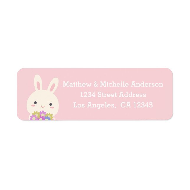 Pastell Pink Niedlich Kawaii Kaninchen mit Blume (Vorne)