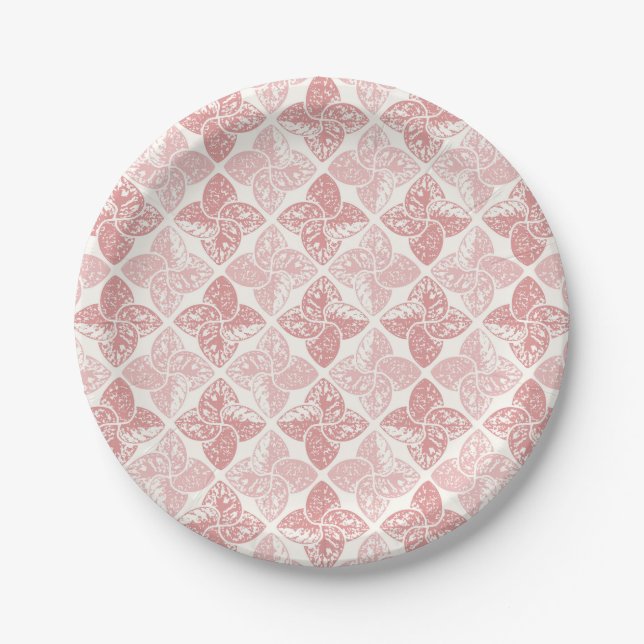 Pastell Pink Retro Blumenharlequin Pappteller (Vorderseite)
