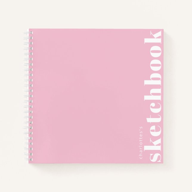 Pastell Pink Typografy Modern Custom Sketchbook Notizbuch (Vorderseite)