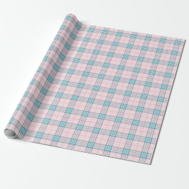 Pastell Pink und Aqua Blue Kariert Geschenkpapier
