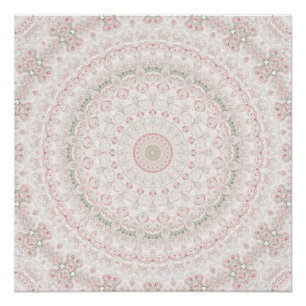 Pastell-Pink- und Grün-Mandala-Musterdesign Poster