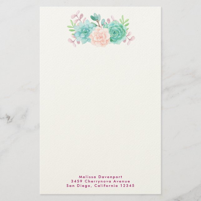 Pastell Pink und grüne BlumenBouquet Briefpapier (Vorderseite)